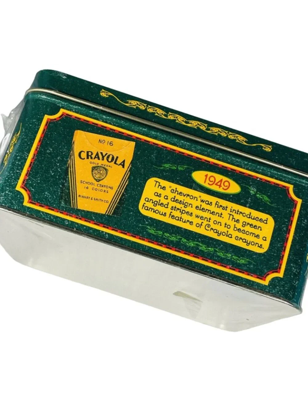 Crayola 90th Anniversary Green Tin and Box Of 64 Crayons With Sharper Vintage
